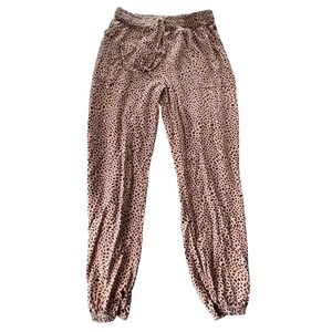 Victoria's Secret PINK Leopard Jogger Pants Womens S Tan Black Comfy Lounge Y2K